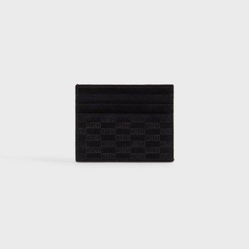 Kith Monogram Suede Card Holder - Black - MSL0032-001