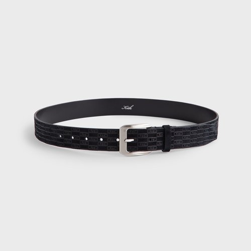 Kith Monogram Suede Leather Belt - Black - MSL0026-001