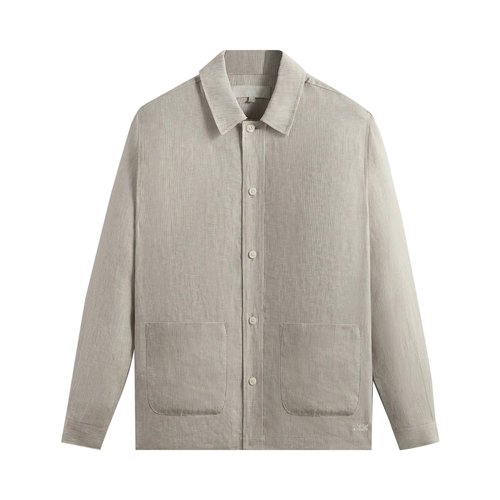 Kith Pinstripe Linen Long-Sleeve Boxy Collared Overshirt - KHM032048 002
