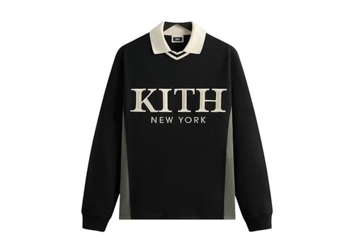 Kith Pique Long Sleeve Tap Polo Shirt - Black