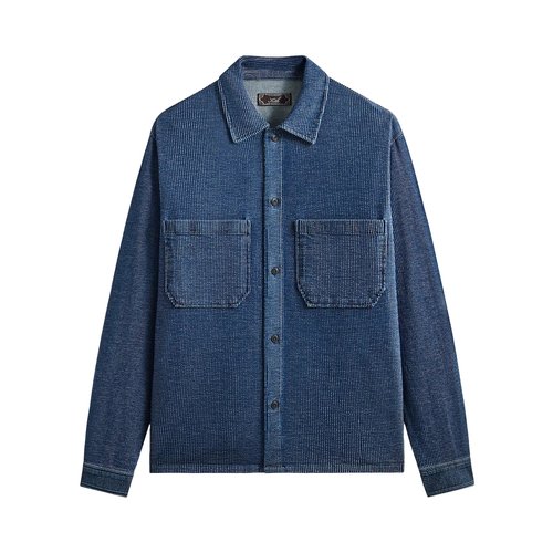 Kith Railroad Stripe Indigo Boxy Collar Overshirt - KHM034492 416