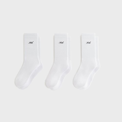 Kith Script Classic 3 Pack Crew Socks - White - W220035-101