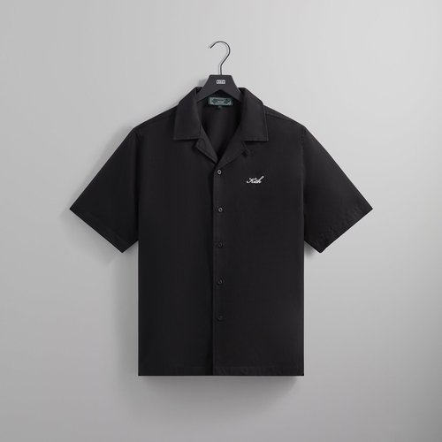 Kith Silk Cotton Thompson Camp Collar Shirt Black SS25 KHM031760 