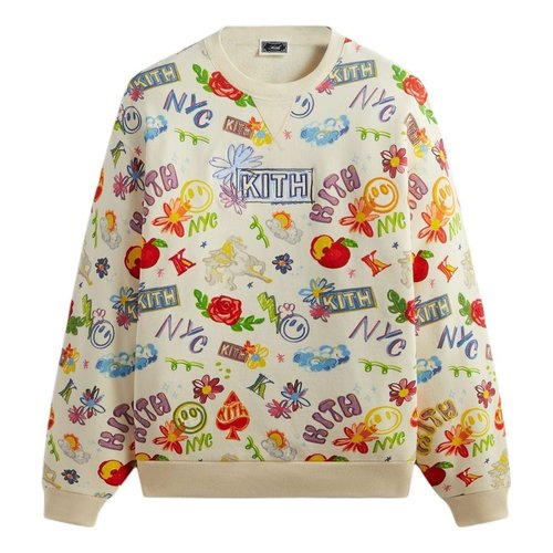 Kith SS24 Sketchbook Nelson Crewneck - Yellow/Beige/Multi-Color - KHM031981-104