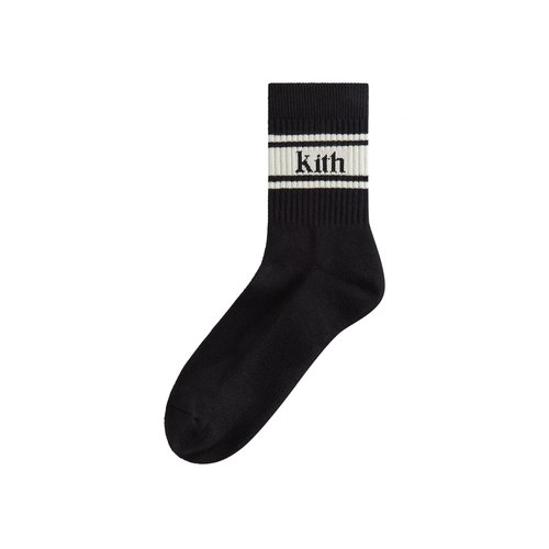 Kith Striped Mid Crew Cotton Socks With Jacquard Logo - KHM220076 001