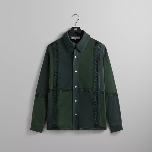 Kith Suede Combo Boxy Collared Overshirt - Stadium - M032311-302