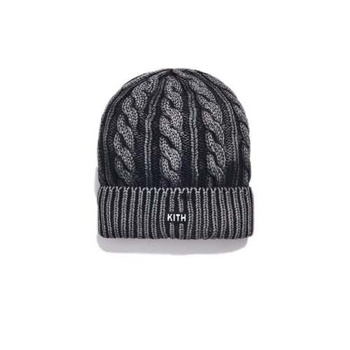 Kith Washed Cable Knit Beanie - Black