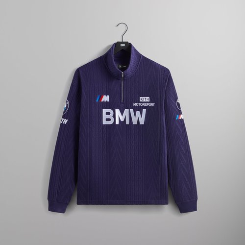 Kith x BMW Cable Fleece Quarter Zip Techno Violet FW24 KHM032904-599 ...