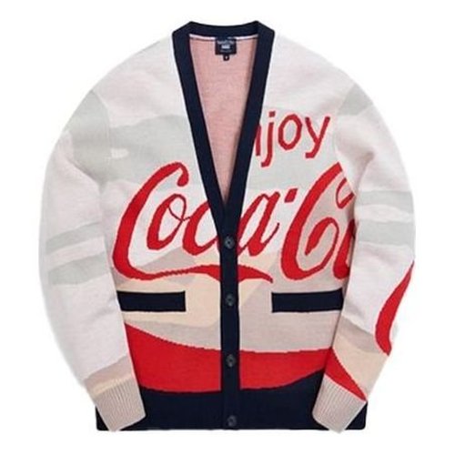 Kith x Coca-Cola x Mitchell & Ness Coke Mountains Cardigan - White/Beige/Red - MNSWTRKM19026-MULT