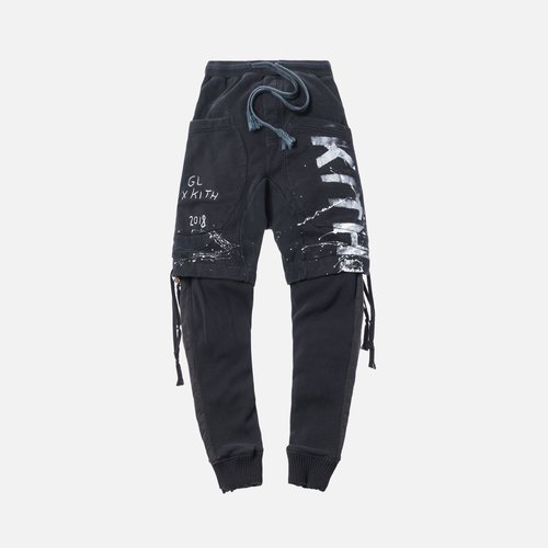 Kith x Greg Lauren Ashford Waffle Zip Short Lounge Pant - Black - XK-M208
