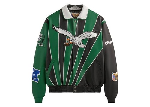 Kith x Jeff Hamilton NFL Eagles Leather Varsity Jacket - Multicolor