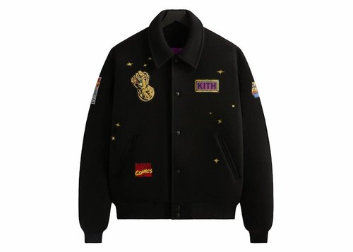 Kith x Marvel Universe Varsity Jacket - Black/Purple