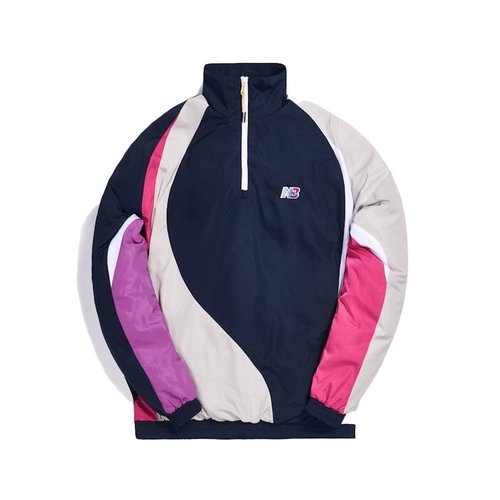 Kith x New Balance Quarter Zip Nylon Windbreaker Track Top - Navy Blue