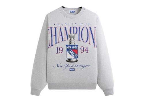 Kith x New York Rangers Champions Nelson Crewneck Sweatshirt - Light Heather Grey
