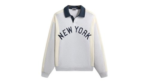 Kith x New York Yankees Paneled Nelson Rugby - Light Heather Grey