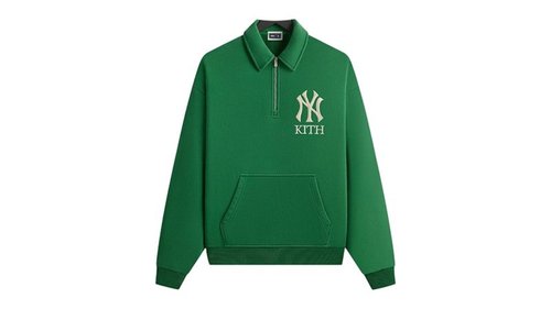 Kith x New York Yankees Quarter Zip Popover Sweatshirt - Kelly