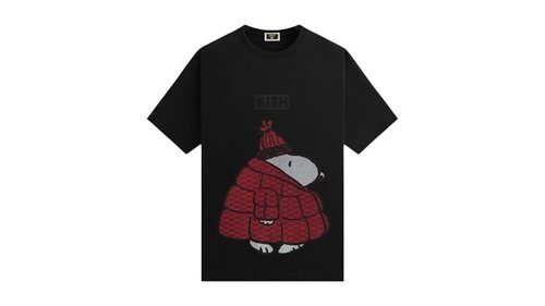 Kith x Peanuts Puffer Vintage Tee Shirt - Black - KHM033414