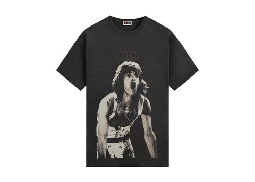 Kith x The Rolling Stones Mick Jagger Concert Photo Vintage Tee Shirt - Black - KHM033210