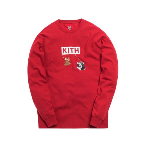 Kith x Tom & Jerry Long Sleeve Friends Tee Shirt - Red