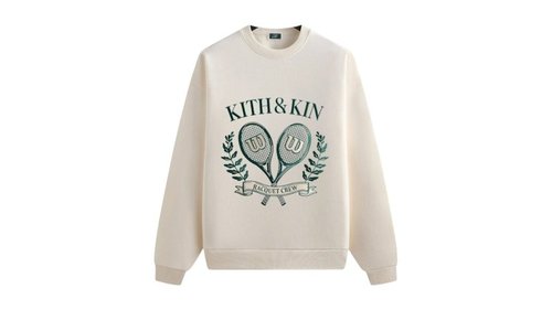 Kith x Wilson Racquet Crew Nelson Crewneck Sweatshirt - Sandrift - KHM033617