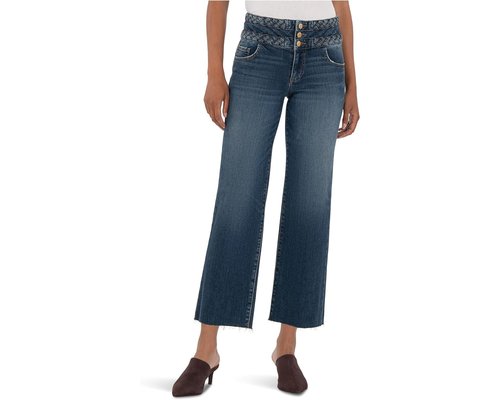 KUT from the Kloth Charlotte High-rise Wide Wstbnd WBraid On Top Jeans - Connection - KG2258MA1