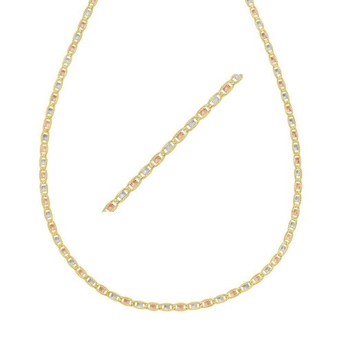 Kylie Harper Ladies 14k Tri-Color Gold Pave Valentino Chain - Gold Tone/Pink/Rose Gold Tone - 334-PVLT060-16