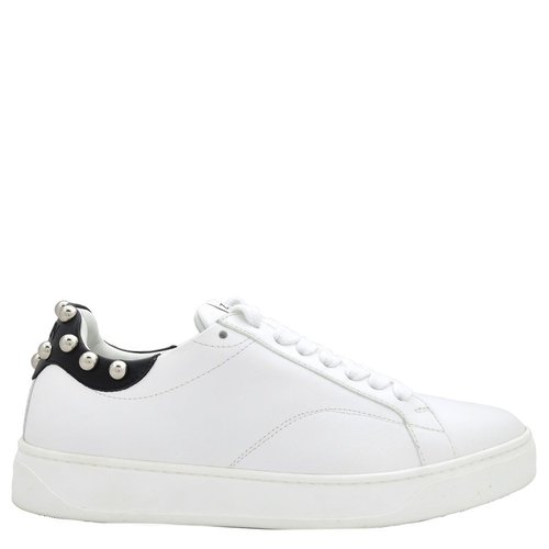 Lanvin DDB0 Studded Leather Low-Top - Silver Tone/White - FW-SKDK0A-STUD-H23-WHITE/SILVER