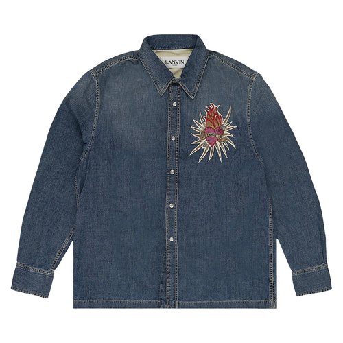 Lanvin Embroidered Denim Button-Down Shirt - RM-SI004-7D0-39P2229
