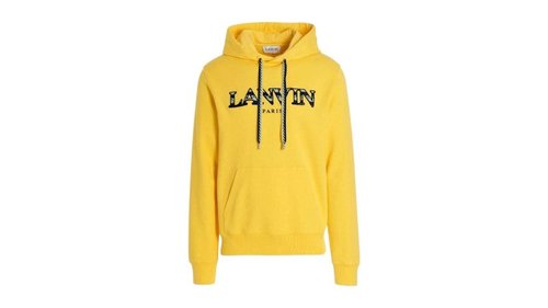 Lanvin Logo Embroidered Drawstring Hoodie - Yellow/Black - RM-HO0010-J209-H22 814