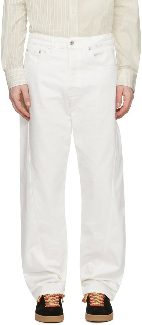 Lanvin White Twisted Jeans - Optic White - RM-TR0051-D076-P2401