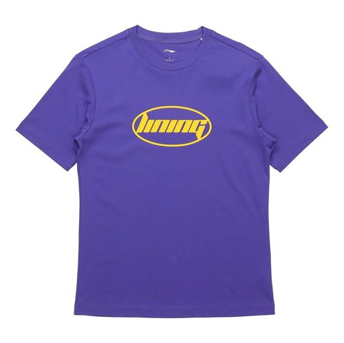 Li-Ning Alphabet Printing Solid Color Round Neck Short Sleeve Couple Style - Purple - AHSQ412.6