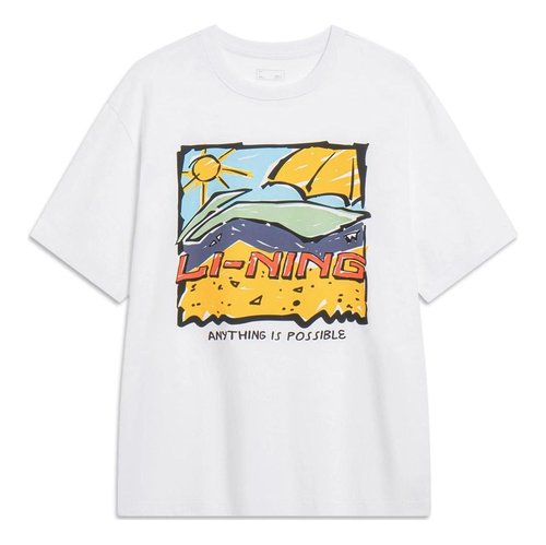 Li-Ning Anything Is Possible Cartoon Graphic T-shirt - White/Multi-Color - AHST543.1