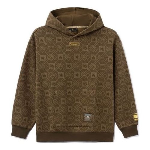 Li-Ning BAD FIVE Series Loose Full Print Pullover Hoodie - Brown - AWDRE21.2