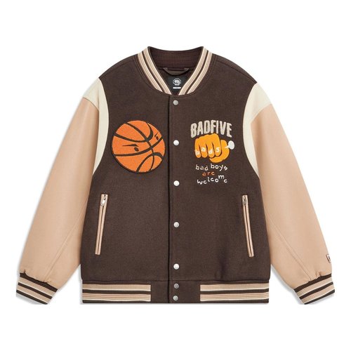 Li-Ning BadFive Baseball Jacket - Brown/Tan/White - AJMT089.1