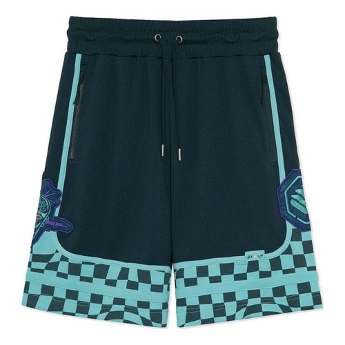Li-Ning BadFive Checkerboard Basketball Competition Shorts - Dark Blue/Mint - AAPR589.2