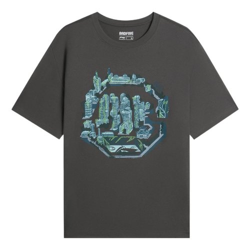 Li-Ning BadFive City Graphic Loose Fit T-shirt - Grey/Multi-Color - AHSS735.5