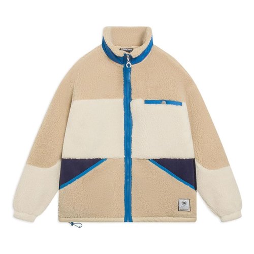 Li-Ning BadFive Graphic Color Block Polar Fleece Jacket - Khaki/Blue/Black - AFDSA71.1