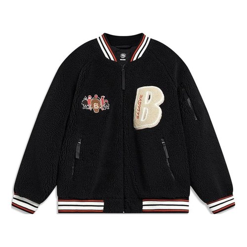 Li-Ning BadFive Graphic Fleece Baseball Jacket - Black/Multi-Color - AFMT017.2
