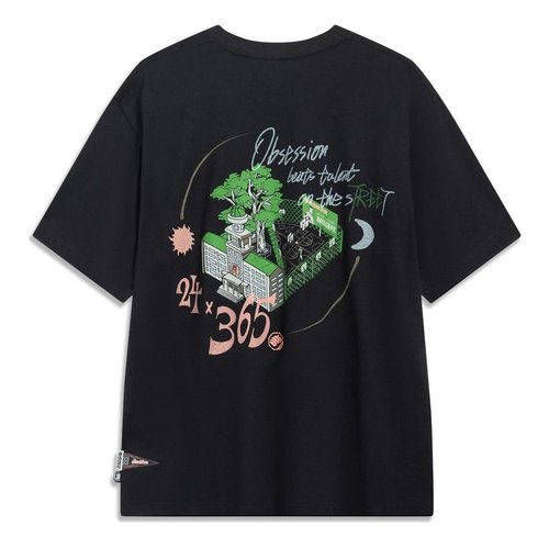 Li-Ning BadFive Graphic T-shirt - Black/Multi-Color - AHST511.2