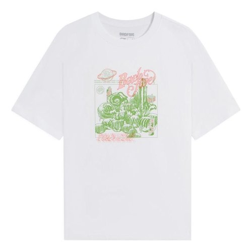 Li-Ning BadFive Plants Graphic Loose Fit T-shirt - White - AHSS745.1