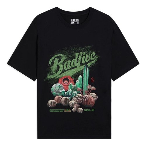 Li-Ning BadFive Plants Graphic T-shirt - Black/Multi-Color - AHSS731.2