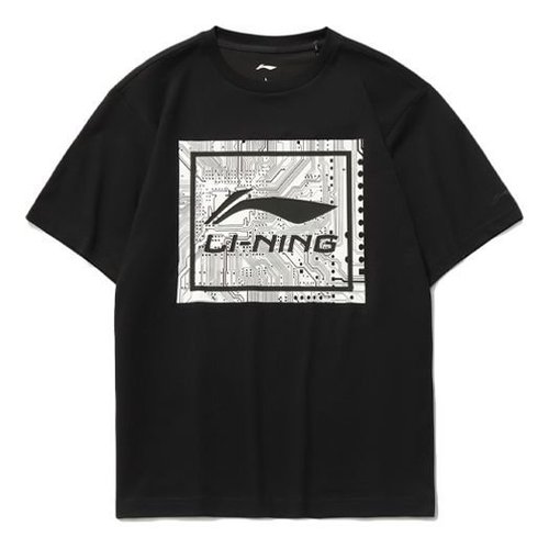 Li-Ning Big Graphic Loose Fit T-shirt - Black/White - AHSR339.2