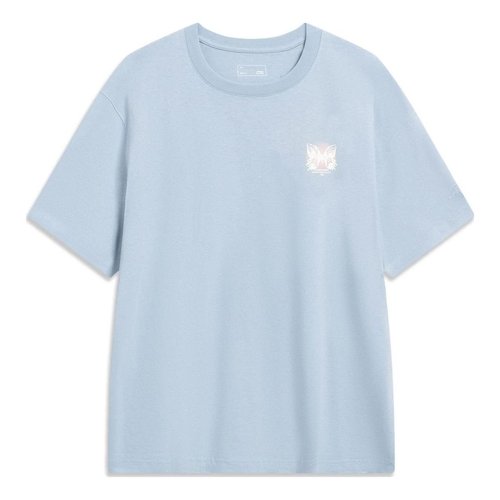 Li-Ning Chinese Culture Butterfly Graphic T-shirt - Light Blue/White - AHST205.6