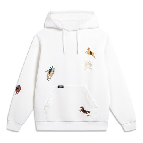 Li-Ning Chinese Culture Horse Graphic Hoodie - White/Multi-Color - AWDTE21.1