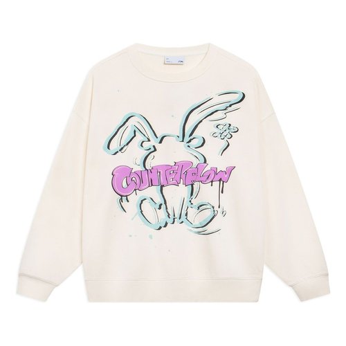 Li-Ning Counterflow Cartoon Rabbit Graphic Sweatshirt - Beige - AWDT527.1