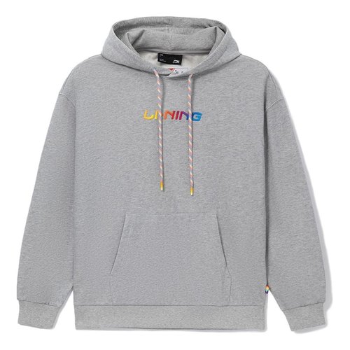Li-Ning Embroidered Logo Hoodie - Light Grey/Multi-Color - AWDS533.3