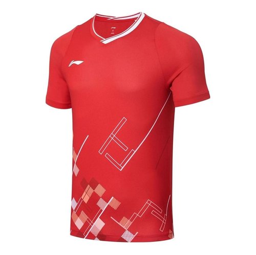 Li-Ning Graphic Badminton Competition T-shirt - Red/White - AAYT057.2