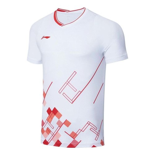 Li-Ning Graphic Badminton Competition T-shirt - White/Red - AAYT057.1