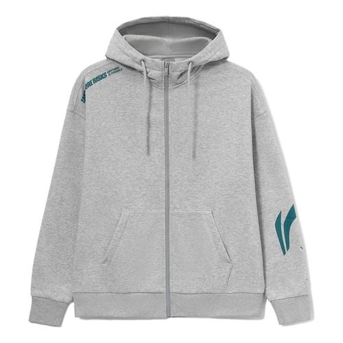 Li-Ning Graphic Hooded Jacket - Grey/Green - AWDT585.2