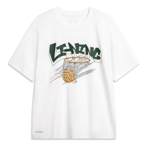 Li-Ning Hoops Graphic T-shirt - White/Multi-Color - AHSU671.7